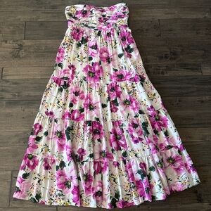 Abercrombie Emerson Strapless Pink Floral Maxi Dress